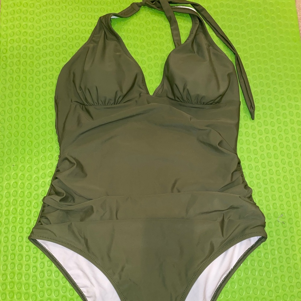 Olive Green One Piece Swimsuit